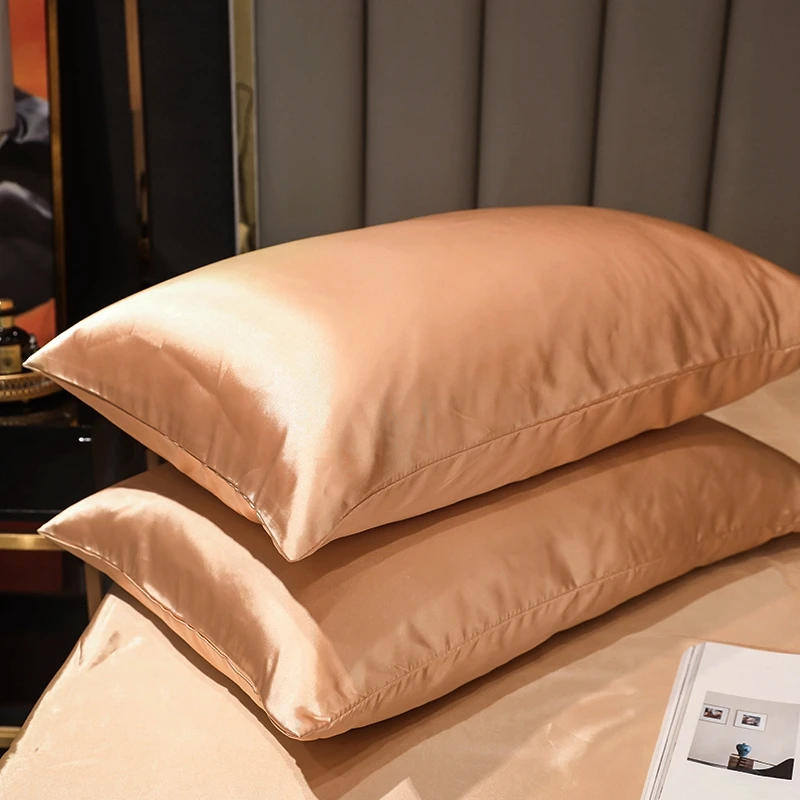 Description Picture 5 of item1PC/ 2pcs Pure Satin Silky Soft Pillowcase Cover Bedding pillow Cover Rectangle Pillow Cases Bed Linings Multicolor