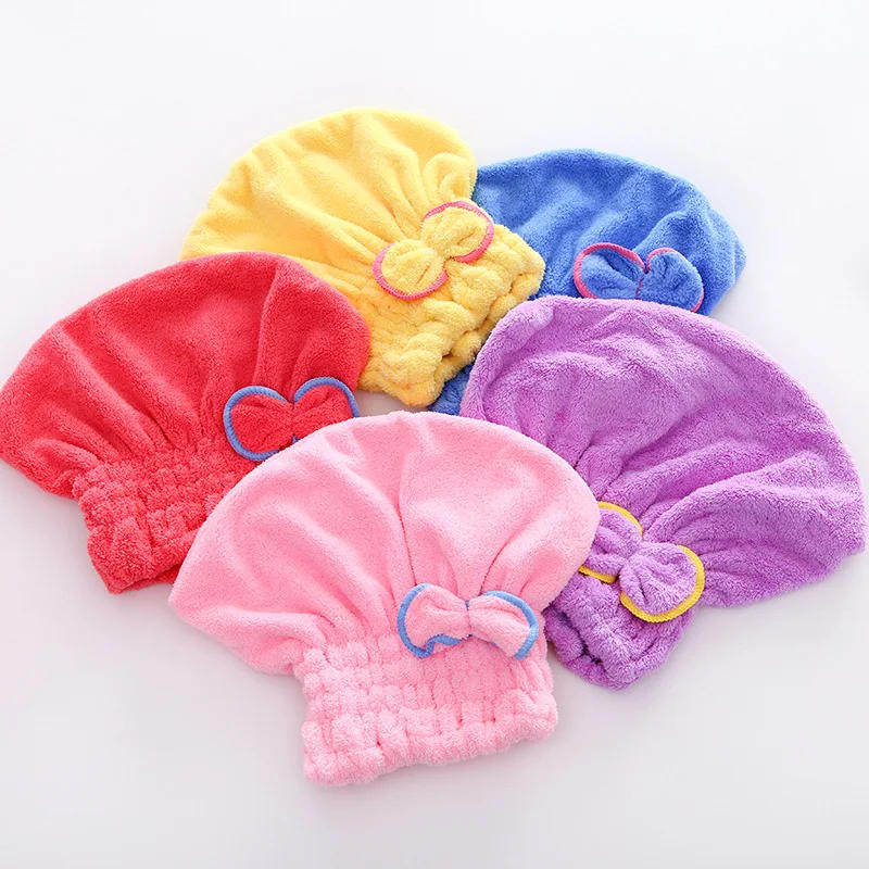 Description Picture 3 of item1pc Microfibre Bowknot Wrap Towel Quick Hair Drying Bath Towels Spa Bowknot Wrap Towel Hat Cap for Bathroom Accessories