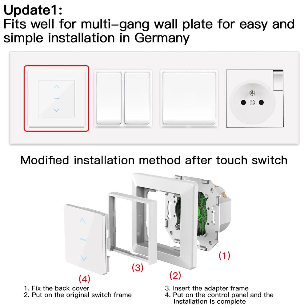 Description Picture 4 of itemNew WiFi Smart Curtain Switch Touch Design for Motorized Curtains and Roller Blinds work with Tuya Smart Life App Alexa Google