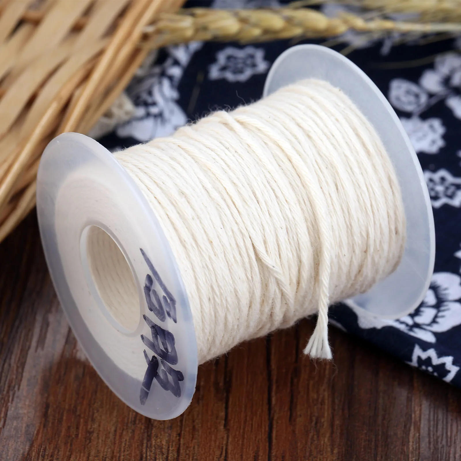 Description Picture 5 of item1 Roll 61m x 1mm Unwaxed Cotton Braid Candle Wick Spool of Cotton Woven Wick Core DIY Handmade Candle Making Waxed Accessories