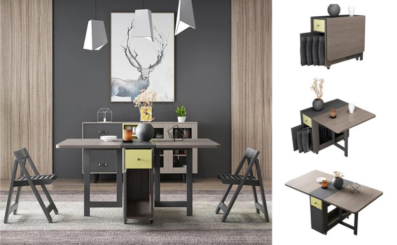 Description Picture 4 of itemFashion Folding Dining Table Furniture yemek masasi Multifunctional Rectangle Foldable Dining Table Folding Chairs