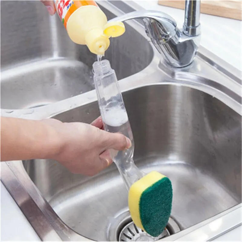 Description Picture 5 of itemDish Washing Tool Soap Dispenser Handle Refillable Bowls Pans Cups Cleaning Sponge Brush for Kitchen Clean Tools