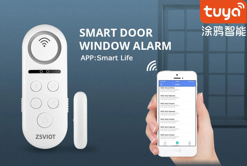 Description Picture 3 of itemTuya Smart WiFi Door Sensor Build-in buzzle 120dB WiFi App Notification Alert security alarm support Alexa Google Home Tuay App