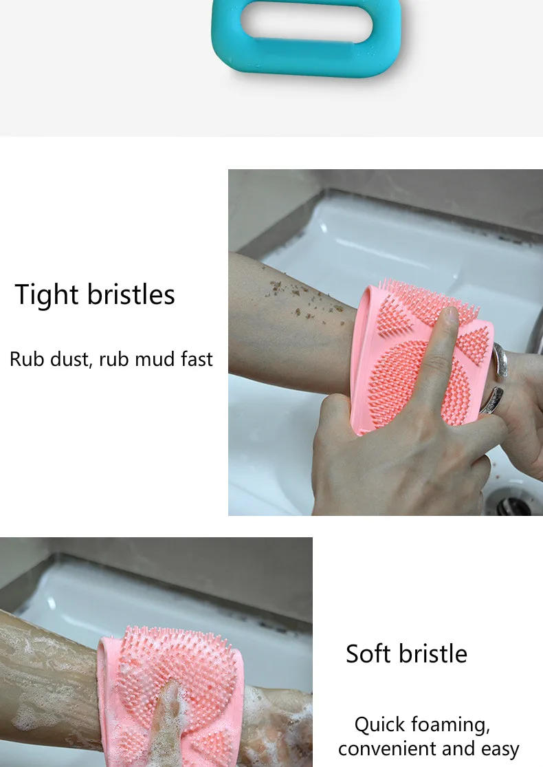 Description Picture 4 of itemSilicone bath towel rubbing back exfoliating dead skin body massage brush bath brush rubbing towel  shower cleaner