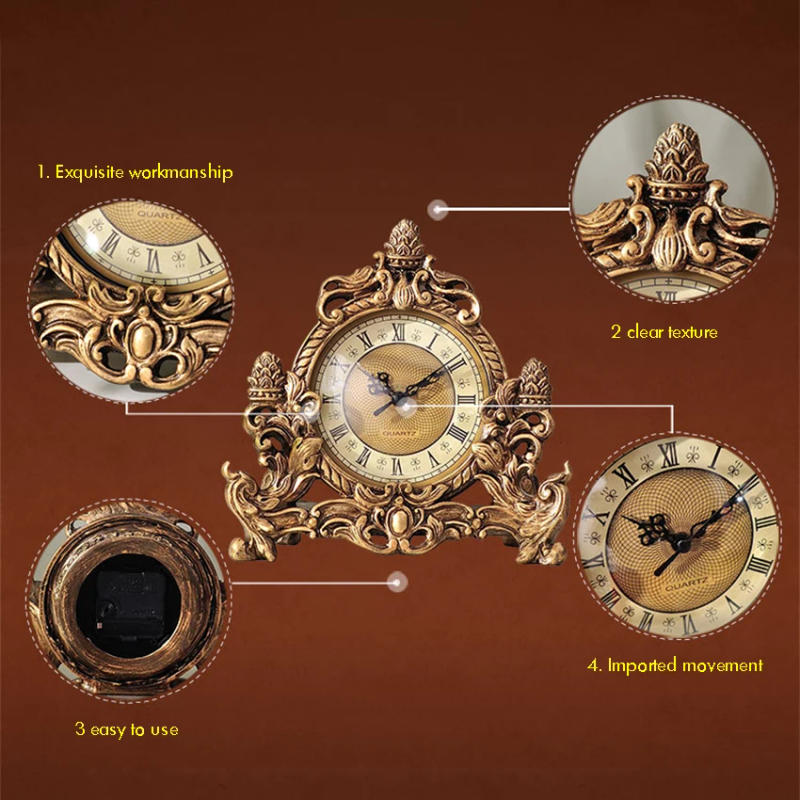 Description Picture 4 of itemEuropean Style Retro Clock Desk & Table Analog Clock Battery Operated with Silent Sweep Mechanism, Decoration Clock for Home