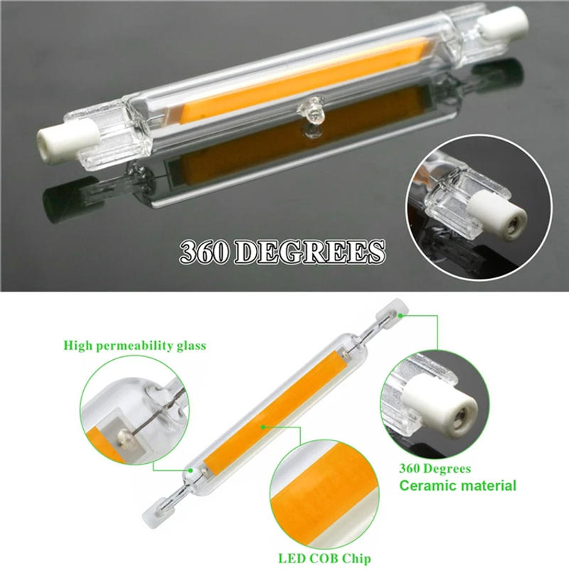 Description Picture 6 of itemR7S LED Dimmable COB Lamp Bulb 118mm 78mm Glass Tube 40W 30W 15W Replace Halogen Lamp Light AC 220V 230V 240V R7S Spotlight