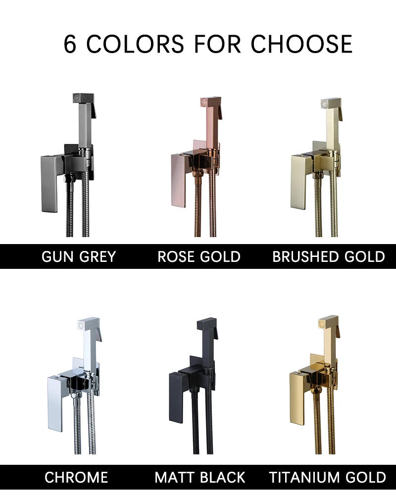 Description Picture 2 of itemTitanium Gold Hand Held Toilet Bidet Sprayer Hot And Cold Douche Kit Solid Brass Square Shattaf Shower Mixer Faucet AP2242