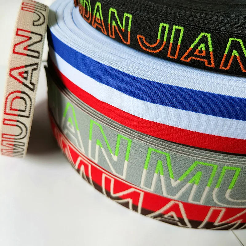 Description Picture 2 of item1 Yard Jacquard Color Matching Elastic Band 20-40mm Letter Pattern Rubber Elastic Webbing Children's Clothing Sewing Accessories