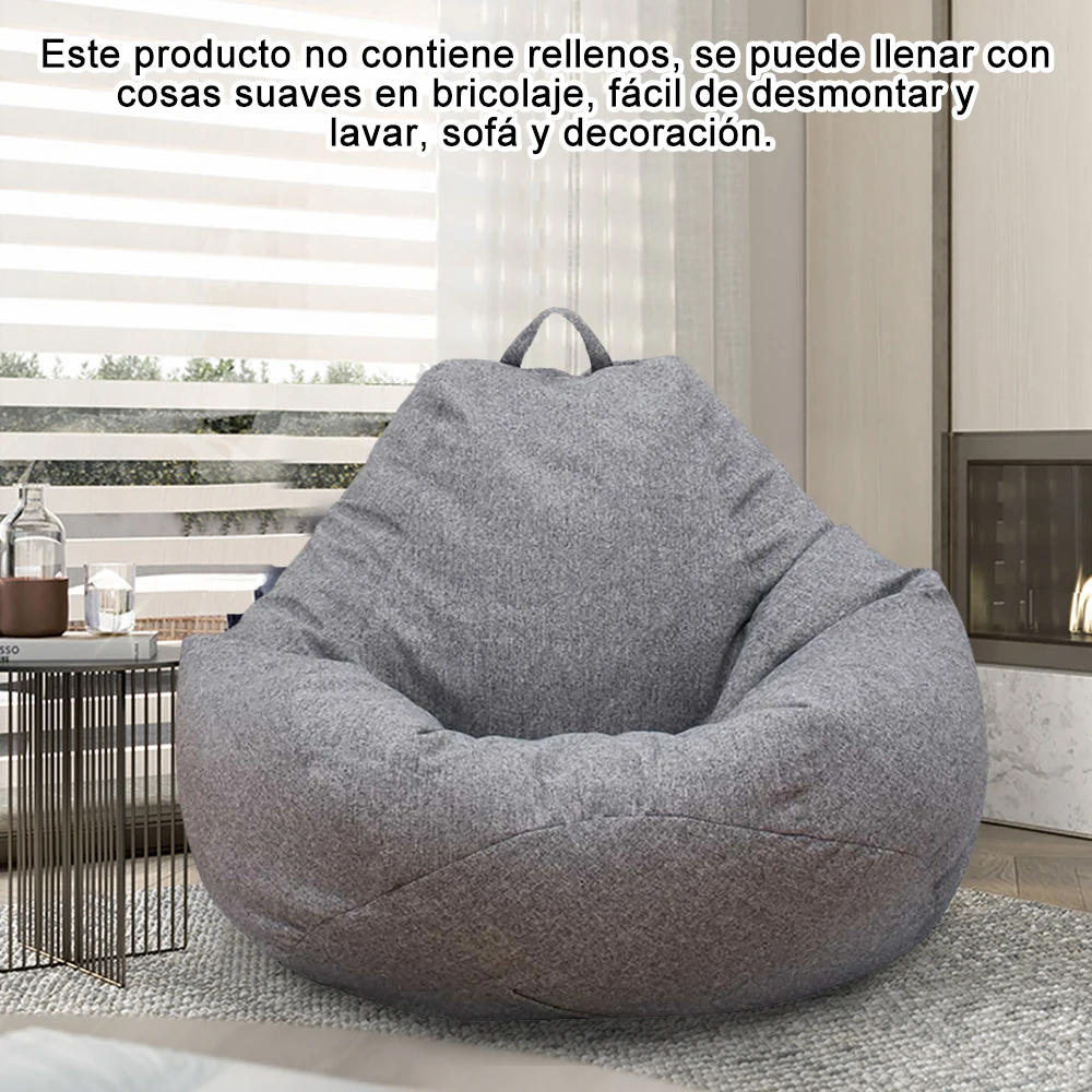 Description Picture 6 of itemLazy Sofa Cover Solid Chair Covers Without Filler Linen Cloth Lounger Seat Bean Bag Pouf Puff Couch Tatami Living Room Beanbags