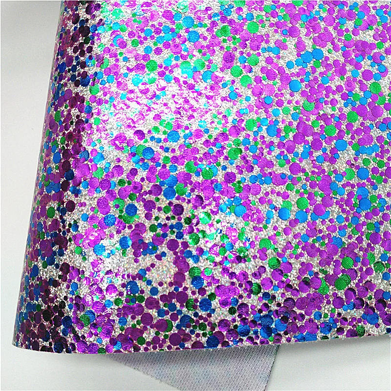 Description Picture 6 of itemPurple Chunky Glitter Leather Unicorn Stripes Glitter Fabric Hearts Printed Synthetic Leather Vinyl Sheets For Bows 21x29CM Q701