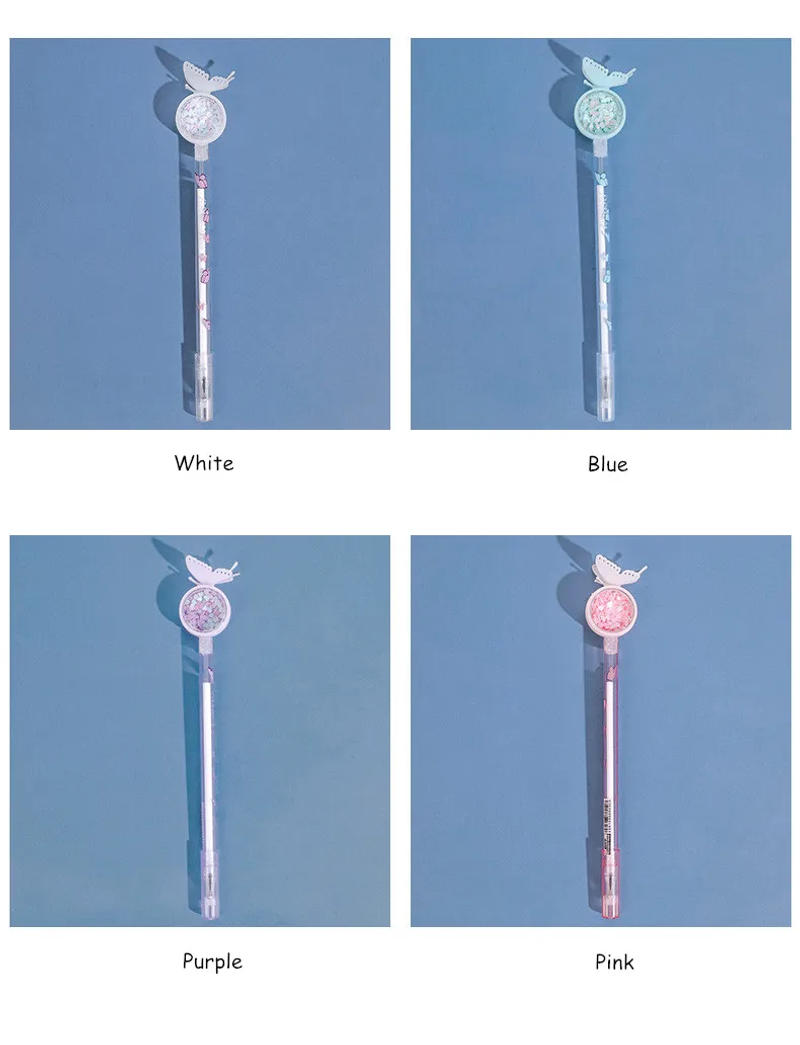 Description Picture 5 of item5PCS Cute Sequin Butterfly Neutral Pen Wedding Bridesmaid Guest Gift Birthday Baby Shower Party Favors Giveaway Easter Gifts