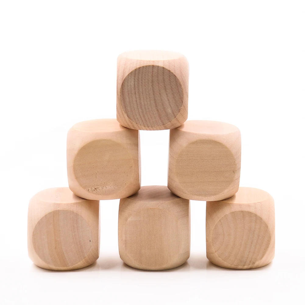 Description Picture 2 of item40mm 6 Sided Blank Wood Dice Wooden DIY Crafts Party Family Game Printing Engraving Kid Toys Cube Dice Entertainment Accessories