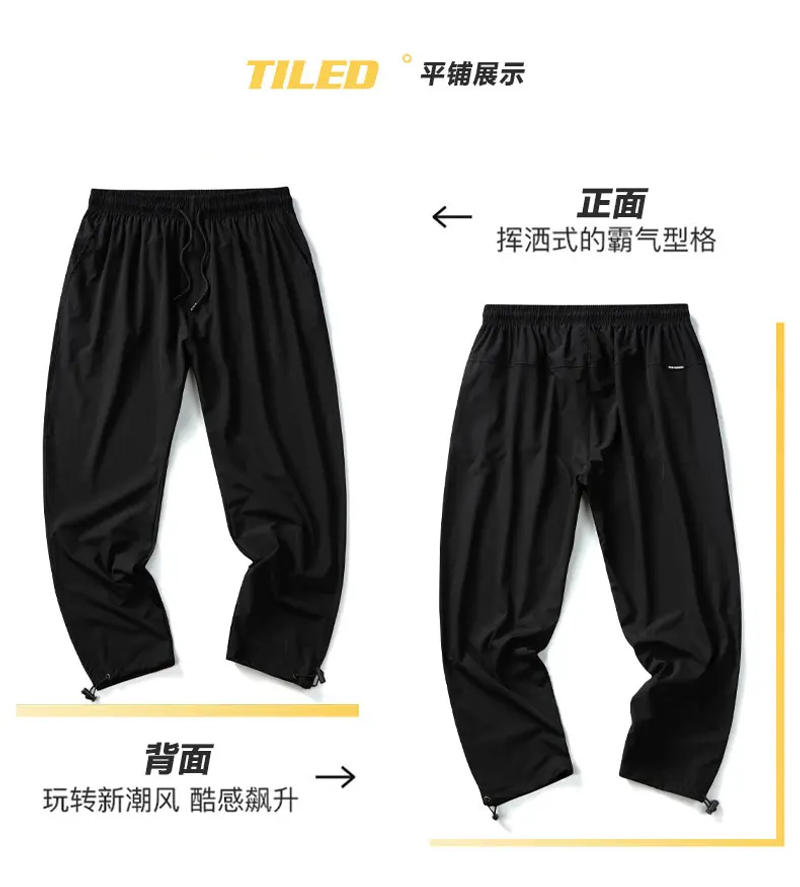 Description Picture 6 of item2023 Korean Men'S Loose Ice Silk Casual Boys And Teenagers Trend Drawstring Leggings Basketball Pants Summer Thin 9-Point Trous