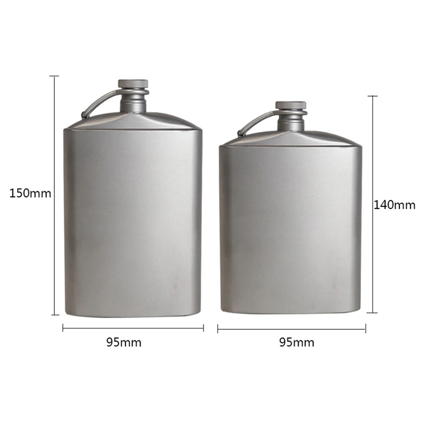 Description Picture 5 of itemTi Flask Wine Hip Flagon with Screw Cap Clip Ultralight Hydration Flat Bottle with Ti Funnel for Outdoor Hiking