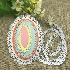 6pcs/set Oval Circle Scallop Fram Metal Cutting Dies for DIY Scrapbooking Album Paper Cards Decorative Crafts Embossing Die Cuts