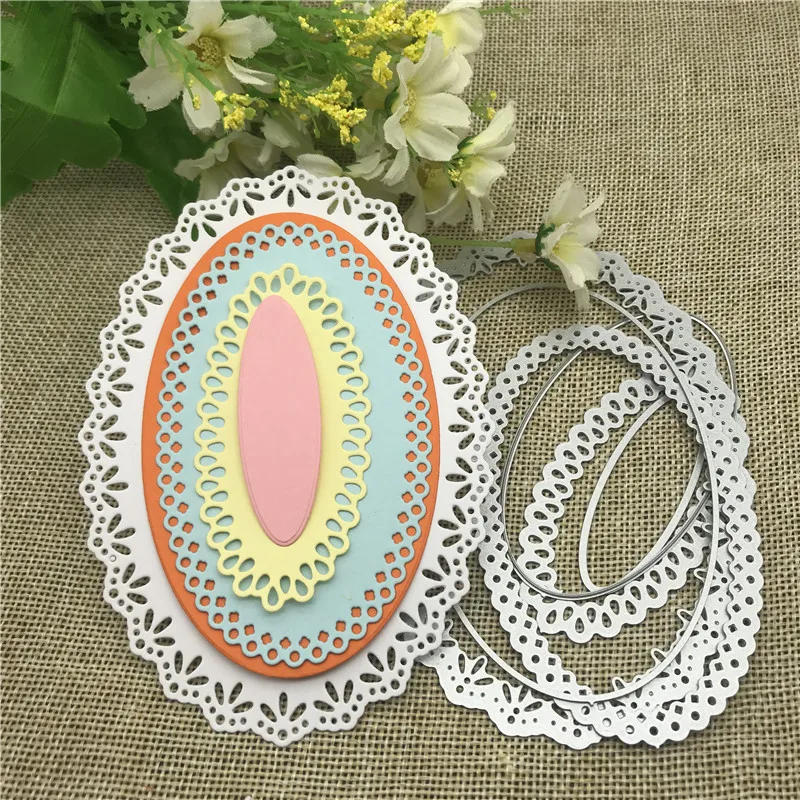 Description Picture 5 of item6pcs/set Oval Circle Scallop Fram Metal Cutting Dies for DIY Scrapbooking Album Paper Cards Decorative Crafts Embossing Die Cuts