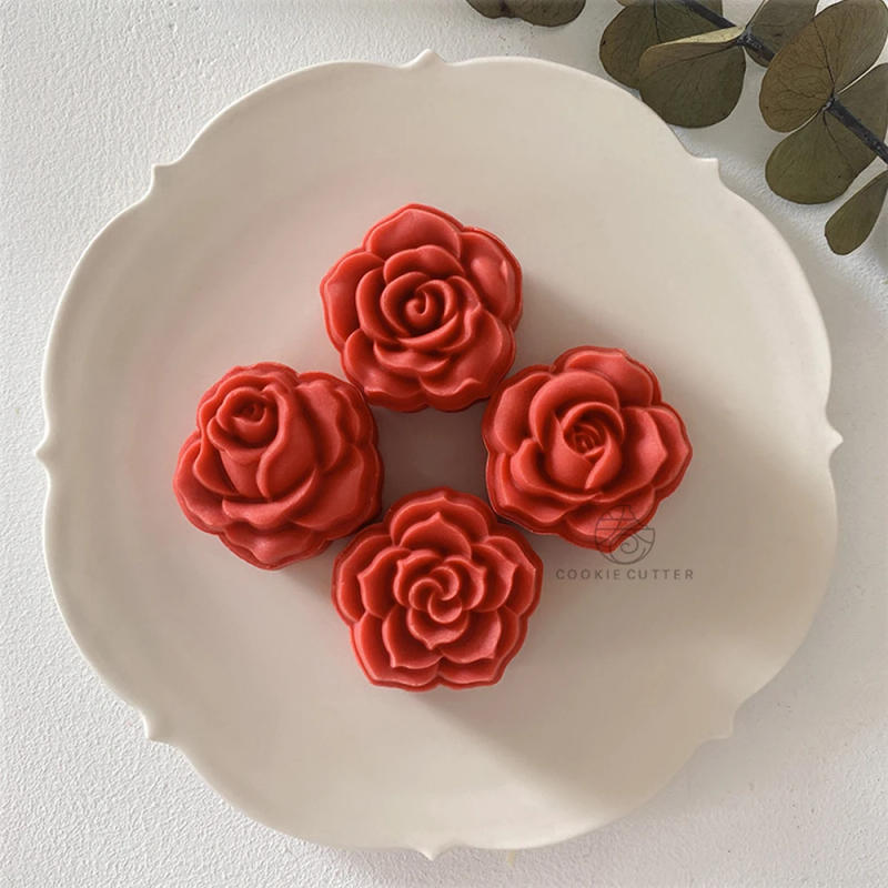 Description Picture 6 of item4Pcs/Set 30g/50g Rose Shape Mooncake Mold Valentines Day Mold  Hand-Pressure Moon Cake Mould DIY Decoration Baking Tools Kitchen