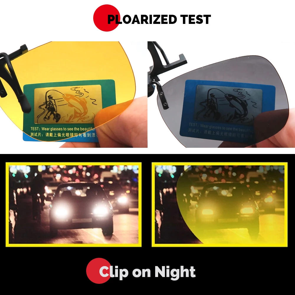 Description Picture 5 of itemMen Polarized Flip up Clip on Fishing Sunglasses for Driving 2025 Night Vision Yellow Women Square Sun Glasses with Clips