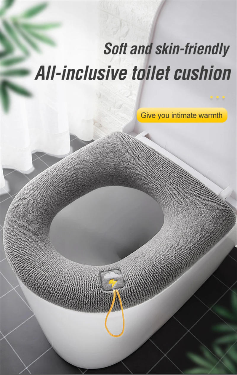 Description Picture 2 of itemThicken Toilet Seat Cover Mat Winter Warm Soft Washable Closestool Mat Seat Case Toilet Lid Pad Bidet Cover Bathroom Accessories