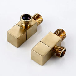 Filling Valves Soild Brass Angle Valves 1/2"Male x 1/2" Male Cold & Hot Bathroom Bidet Valve Bathroom Accessories Brushed Gold