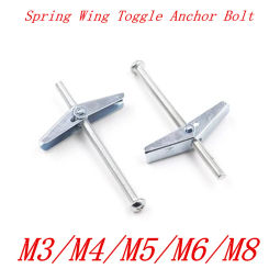 10pcs/lot M3M4/M5/M6/M8 with Screw Spring Wing Toggle Anchor Bolt With Zinc Plated/Primavera Asa Alternar/Wing muelle articulado