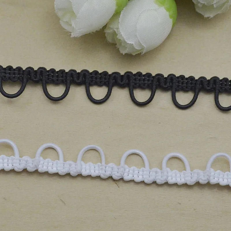 Description Picture 5 of item5M Elastic U-Wave Lace Trim Ribbon Braid Lace Band Curved DIY Sewing Clothes Wedding Dress Buttonhole Braided Accessories 1cm