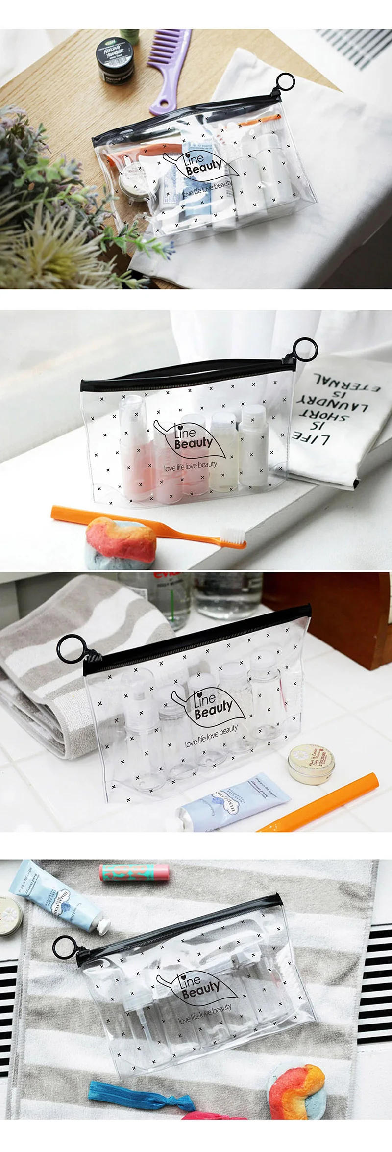 Description Picture 6 of itemFashion Women Transparent Cosmetic Bag Large Clear PVC Makeup Bag Case Waterproof Travel Toiletry Organizer Storage Wash Pouch
