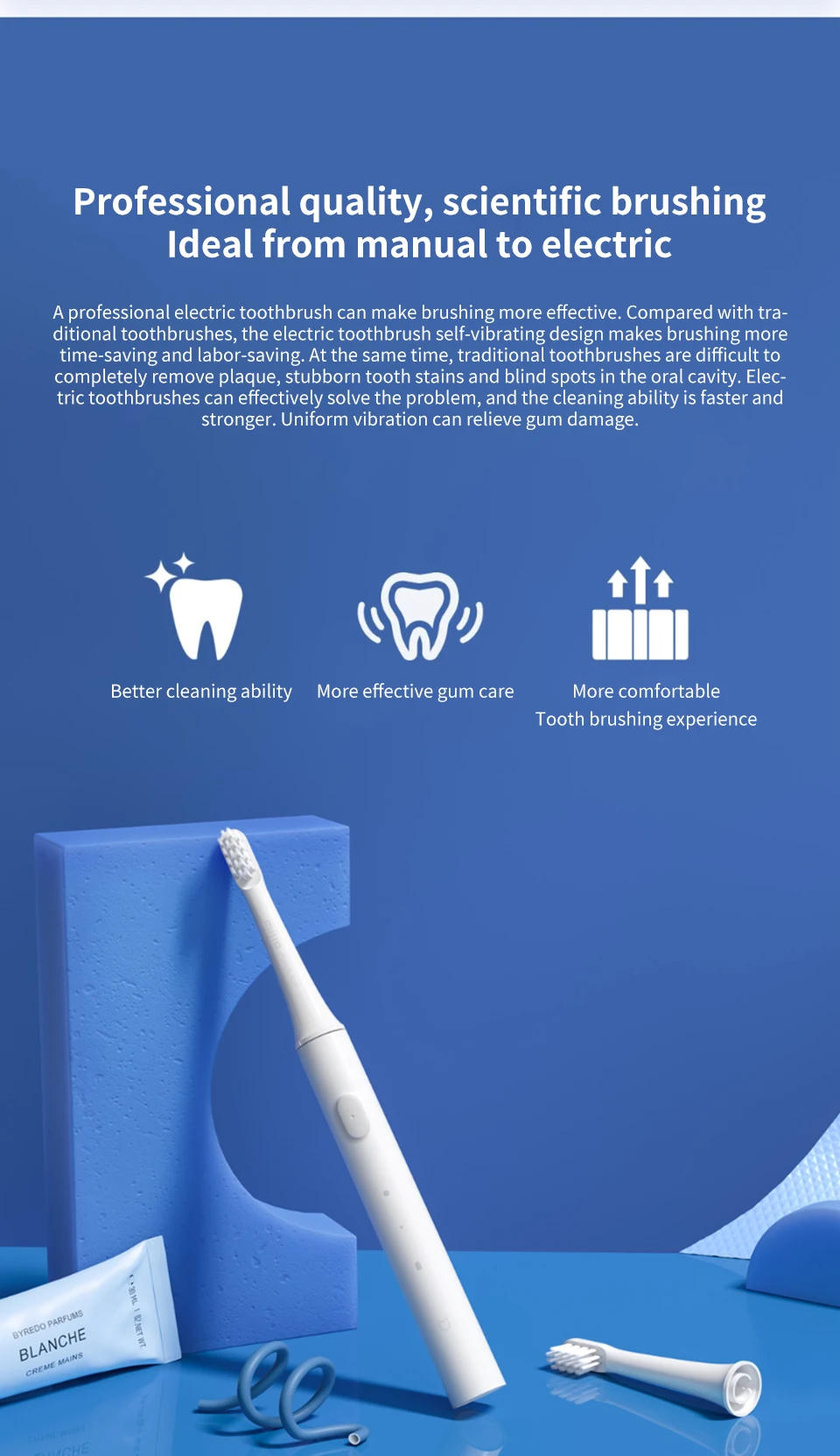 Description Picture 4 of itemXiaomi Mijia T100 Sonic Electric Toothbrush Mi Smart Tooth Brush Colorful USB Rechargeable IPX7 Waterproof For Toothbrushes head