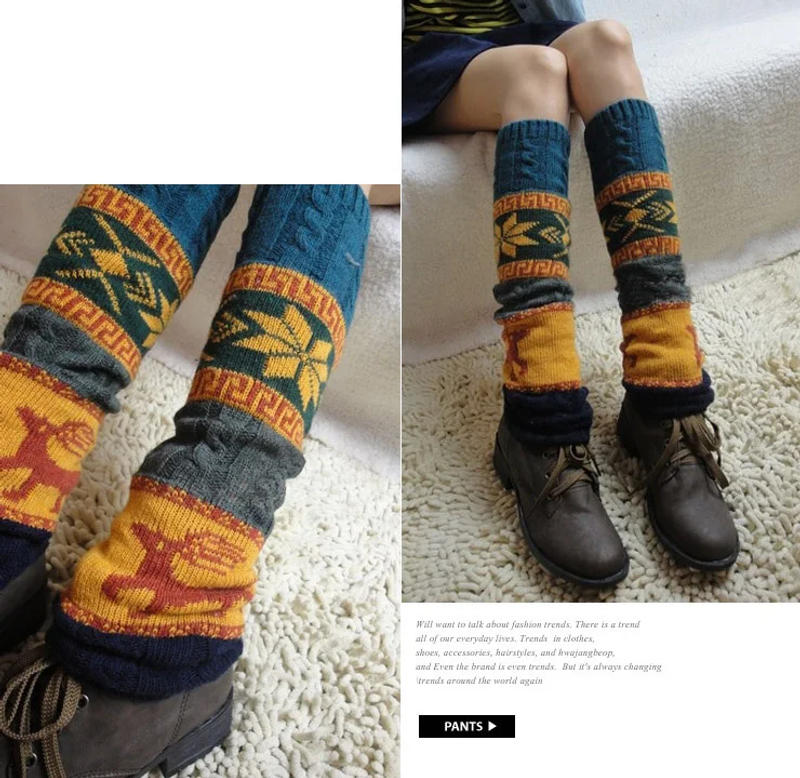 Description Picture 2 of itemFemale Sock Jacket Below Knee Pile Socks British Wind Twist Spotted Fawn Snowflake Autumn And Winter Leg Warmers Women Acrylic