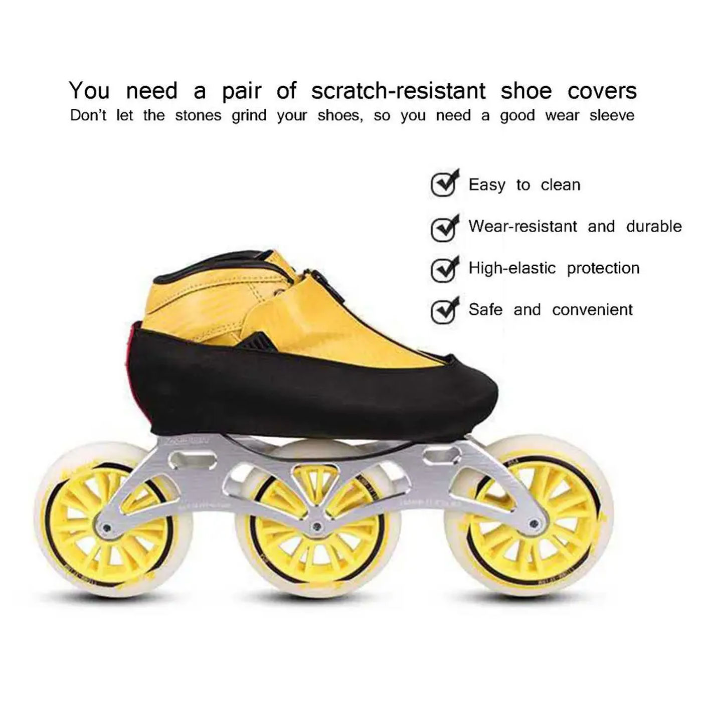 Description Picture 3 of item1Pair Thicken Double Layer Elastic Professional Inline Skate Boot Ice Figure Speed Skating Shoes Protector Cover Wear-resistant