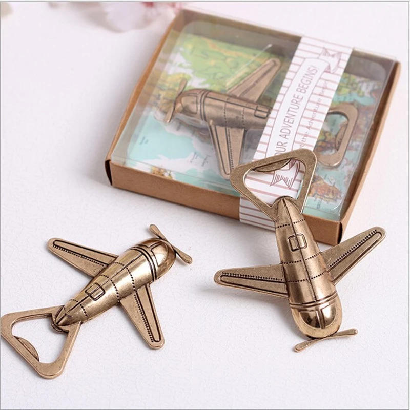 Description Picture 4 of itemBottle Opener Keychain Antique Air Plane Beer Jar Openers Retro Airplane Metal Corkscrew Wedding Favors Party Gifts