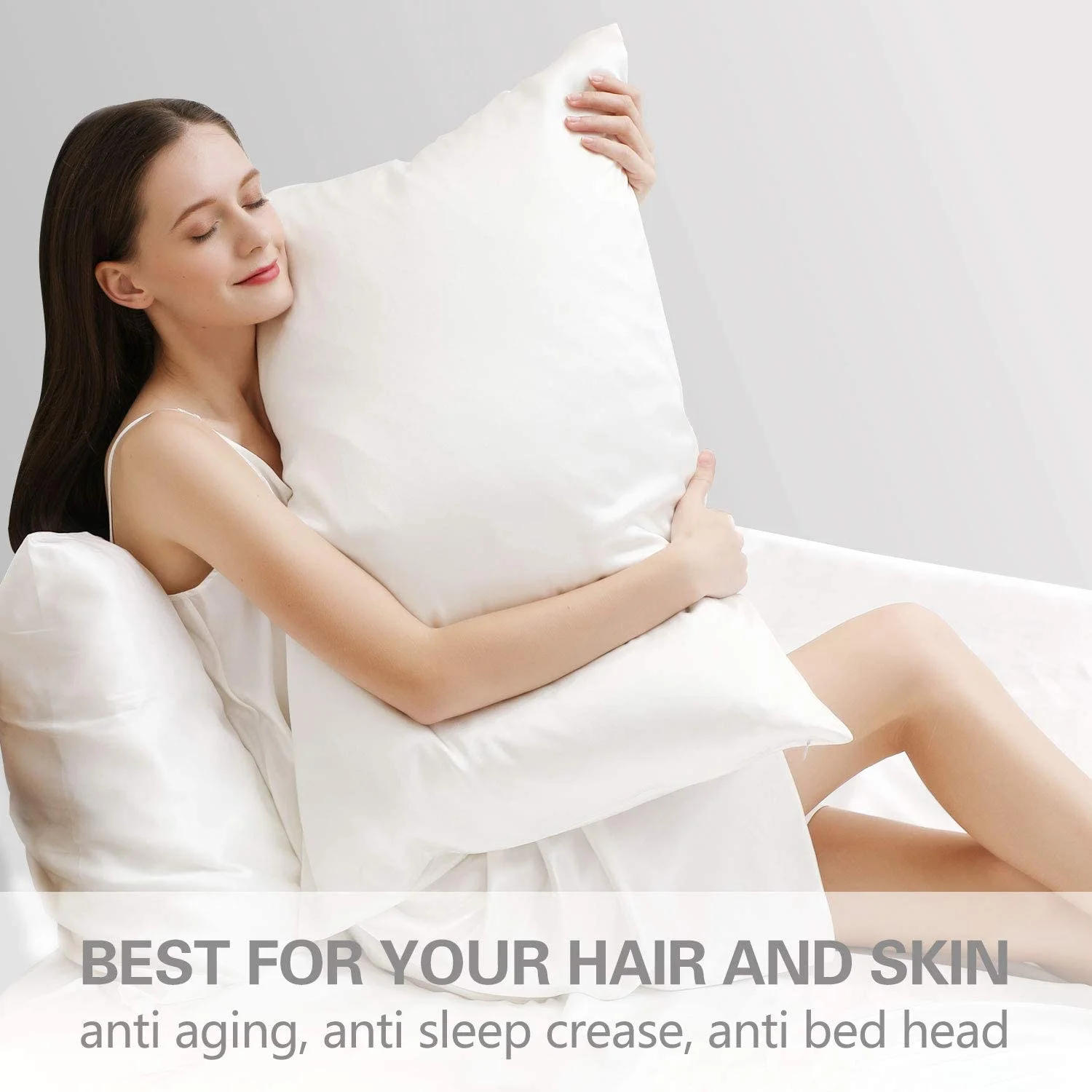 Description Picture 2 of item100%Silk Pillowcase Hair Skin, 19 Momme 100% Pure Natural Mulberry Silk Pillowcase Standard Size, Pillow Cases Cover Hidd