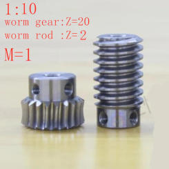 1M-20Teeths ratio:1:10 Electric Motors steel Worm Gear Rod Set worm gear hole 8mm, rod hole 8mm