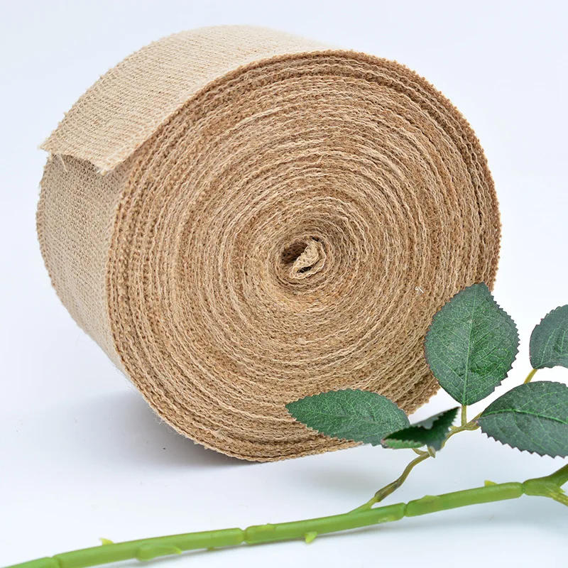 Description Picture 3 of item1-10 Meters/Roll 100% Natural Jute DIY Crafts Gift Package Burlap Lace Hessian Hemp Ribbon Vintage Rustic Wedding Party Decor