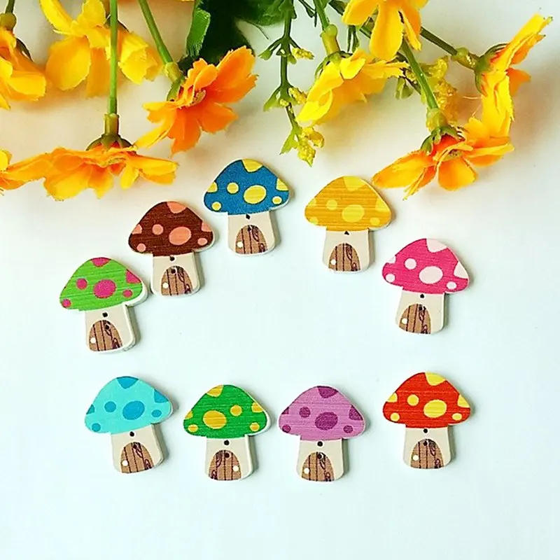 Description Picture 6 of item50pcs/pack Mushroom Pattern Wooden Buttons Randomly Mixed Sewing Supplies /Decorative /Scrapbook Supplies botones de madera
