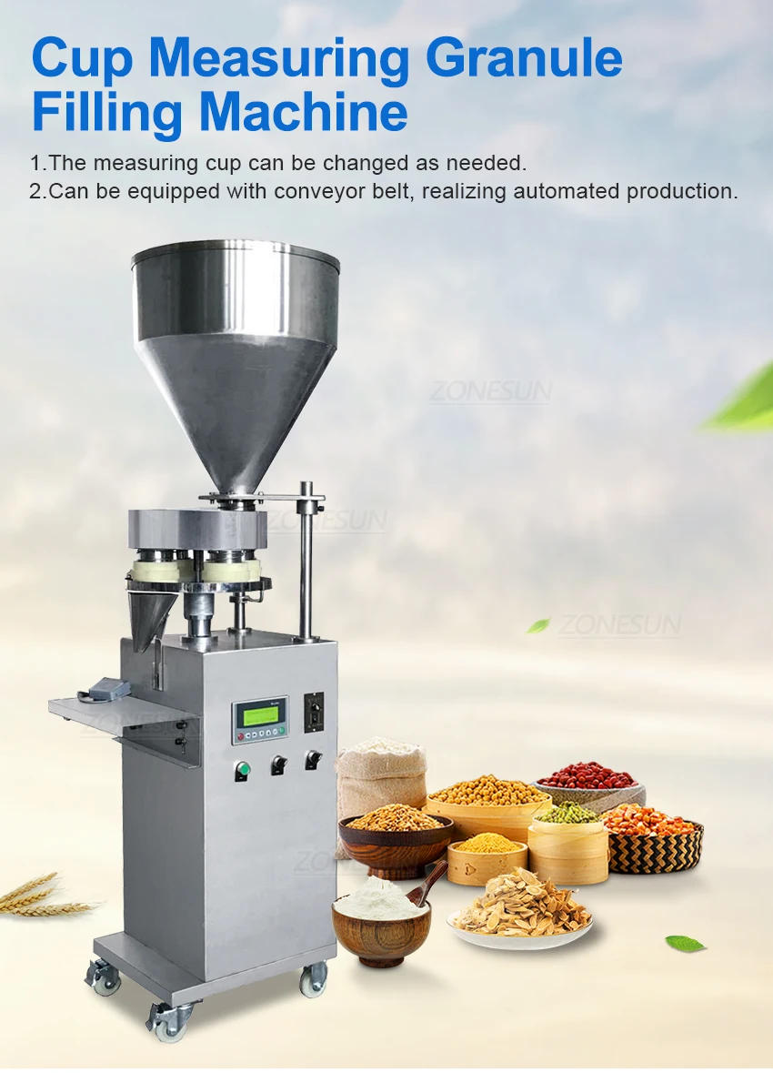 Description Picture 3 of itemZONESUN ZS-FM30C Semi-Automatic Nuts Rice Salt Sugar Granules Dosing Filling Machine For Food Seeds