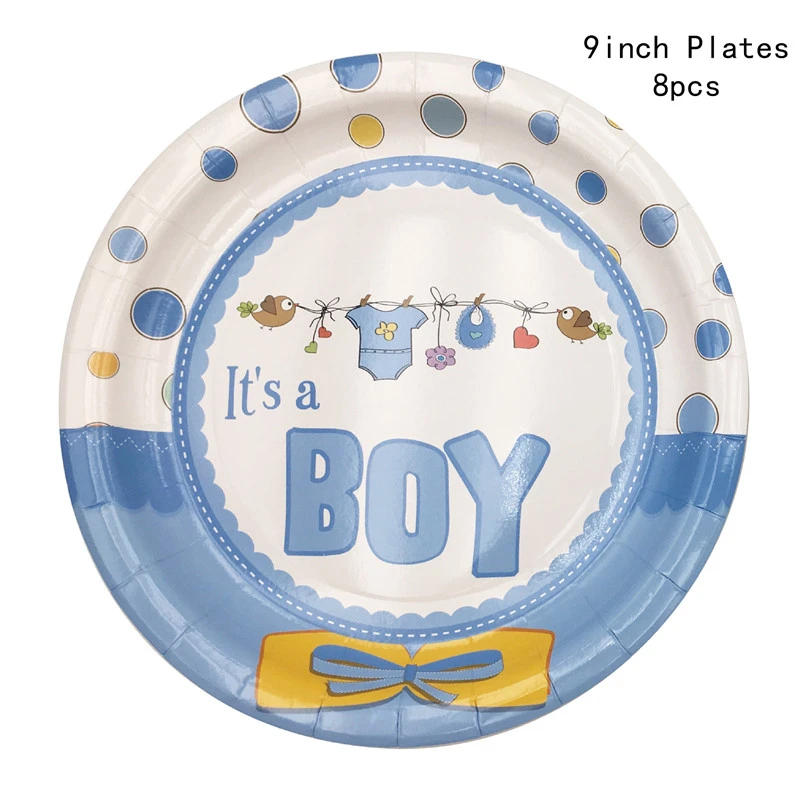 Description Picture 5 of itemIt is A Boy/Girl Baby Shower Paper Plates Cups Napkin Gender Reveal Party Disposable Party Tableware