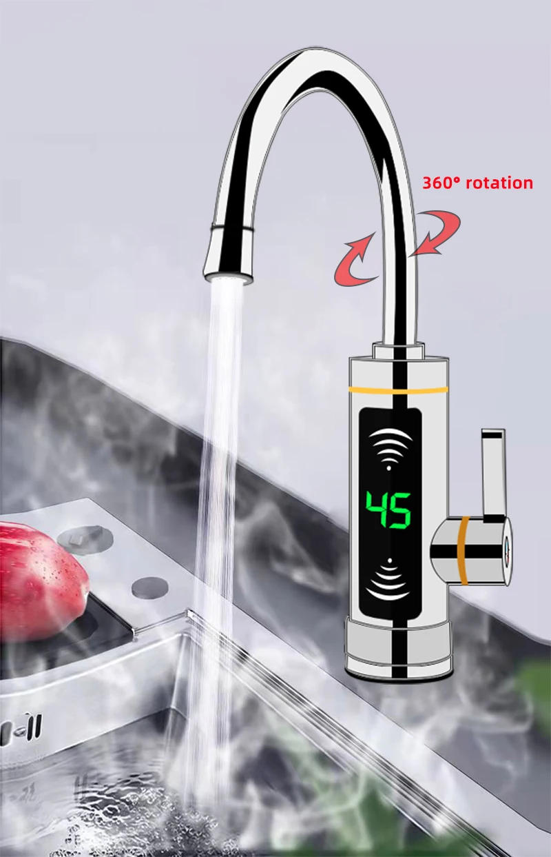 Description Picture 3 of itemElectric Water Heater Bathroom Kitchen Water Tap Faucet Tankless Instant Hot Water Faucet 3000W Fast Heat 110V US Plug