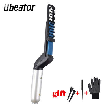 Mini hair straightener brush Hair Curling Iron Styler Men's All In One Salon Hairdressing Comb Hot Sale Professional Quick