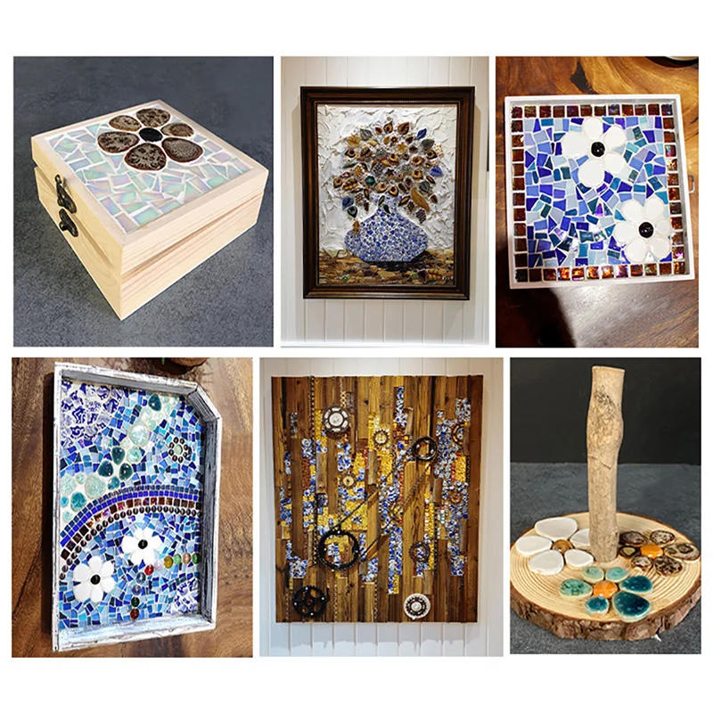 Description Picture 3 of item80g/2.82oz Fragments Porcelain Mosaic Tiles Ceramic Mosaic Making Materials 5.5mm Polygon/Oval/Round Pattern DIY Craft Tile