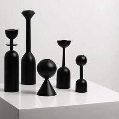 Black Wooden Minimalist Candle Holder Home Decor Wedding Decoration Accessories Candlesticks For Candelabro Centerpiece Vintage