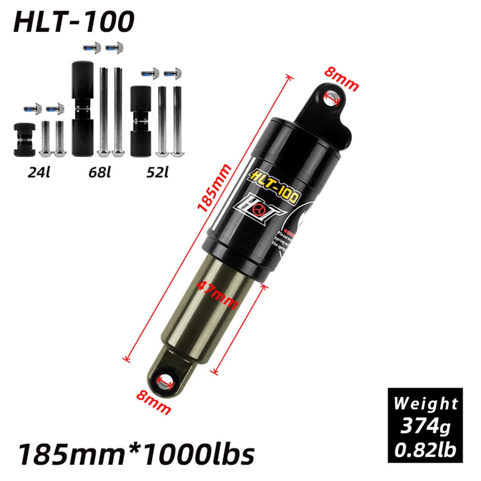 Description Picture 6 of itemHTL-100 mountain bike rear shocks / 125/150/165 / 185mm 850/1000 lbs aluminum alloy spring Shock for e-bike snowmobile