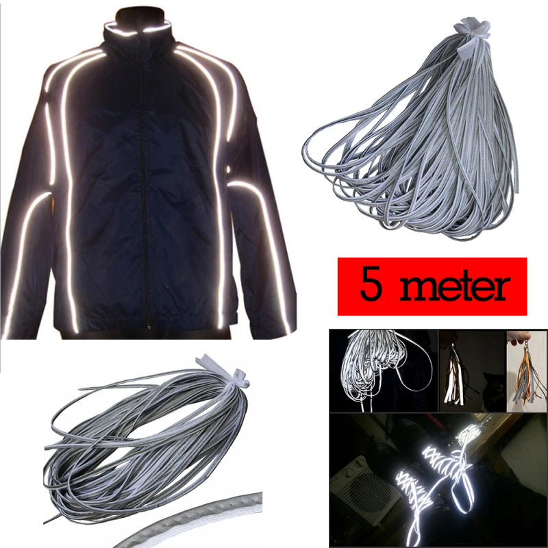 Description Picture 5 of itemBright Silver Rainbow Reflective Material Reflective Piping Fabric Strip Edging Braid Trim For Clothing Sew On 5M