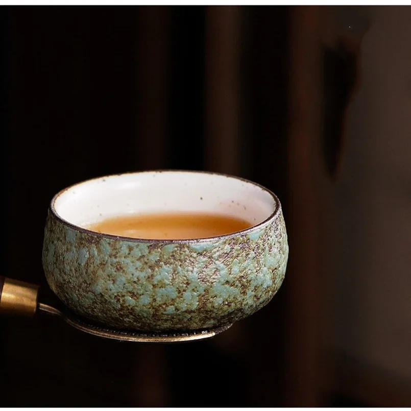 Description Picture 3 of itemCeramic Porcelain Tea Cup Teaware Kung Fu Tea Set Cup Tea Bowl Kiln Change Stoneware Retro Hat Cup