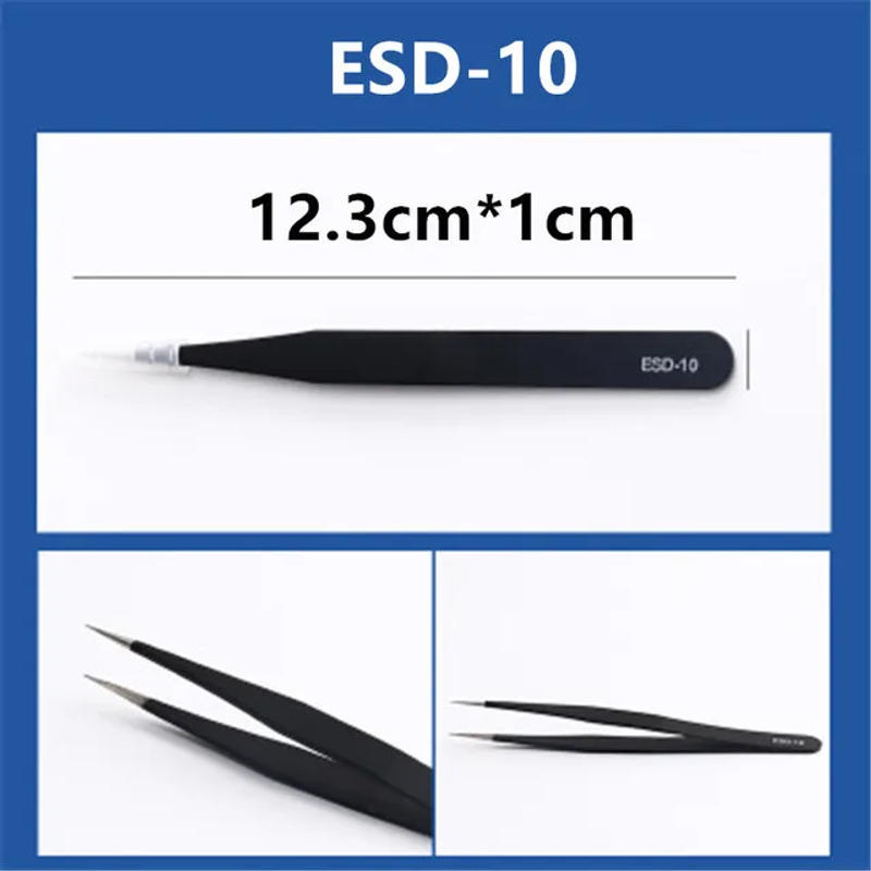 Description Picture 2 of item1 PCS Anti-static Stainless Steel Tweezers Industrial Precision Curved Straight Tweezers Maintenance Tool ESD-10/11/12/13/14/15
