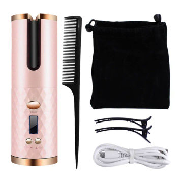 Cordless Automatic Hair Curler USB Rechargeable Ceramic Heating Magic Stick Curling Iron Professional LCD Display Curly Machine