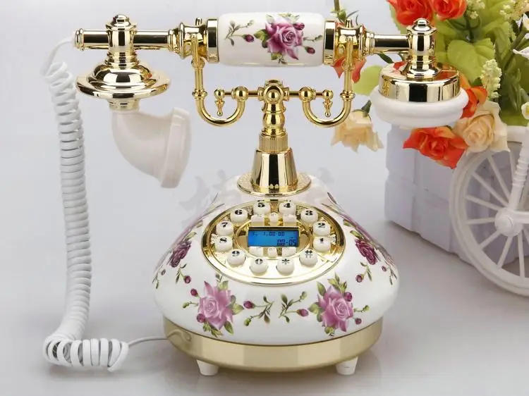Description Picture 3 of itemWhite Antique Telephone Corded Landline Home Phones Vintage Classic Ceramic Home Telephone Antique Home Office Art Shops Gift
