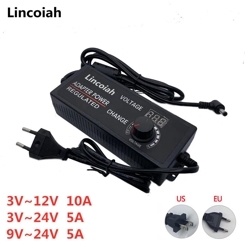 Description Picture 2 of itemAdjustable 3V-12V 9V-24V 12V-24V 5A 10A Universal AC/DC Adapter with Display Screen Voltage Regulated Switching Power Converter