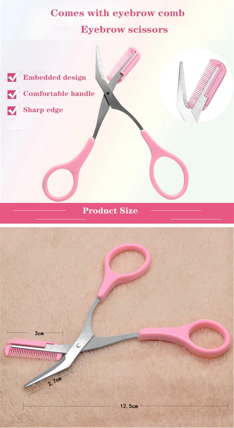 Description Picture 2 of item1pcs Scissors Clips Shaping Eyebrow Razor Grooming Wenkbrauw Beauty Health Eyebrow Trimmer Scissors Comb Eyelash Hair