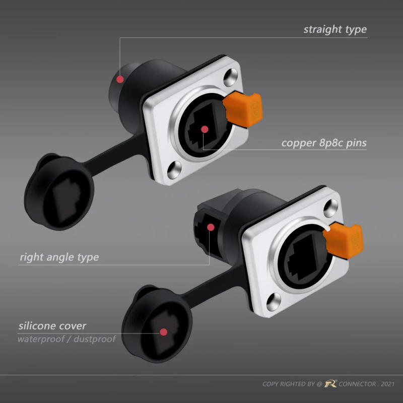 Description Picture 6 of item10pcs/5sets 8p8c RJ45 Waterproof Connector,Orange&Black, Panel Mount+Wire Connector, RJ45 Ethernet/Network Connector, IP65 Level